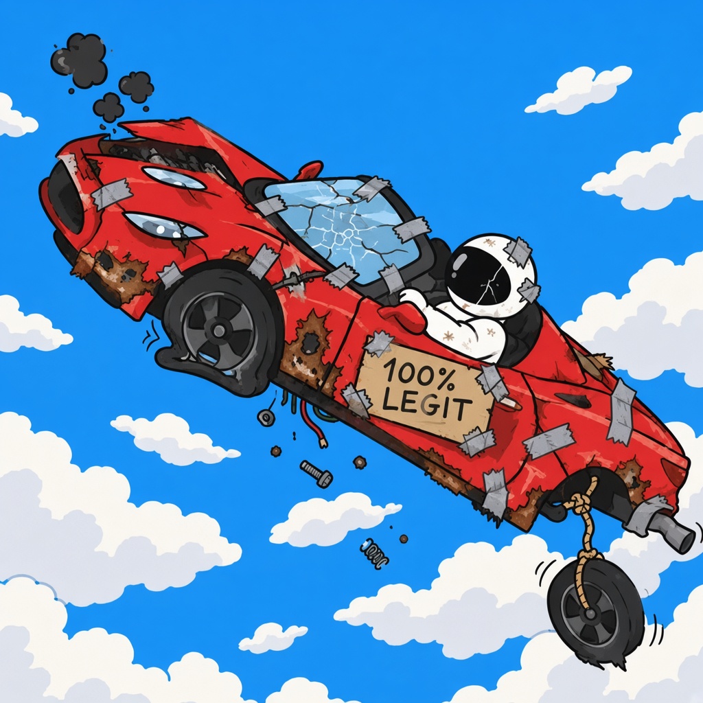 The roadster falling through the sky